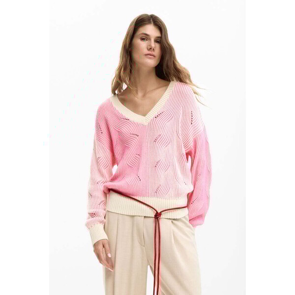 Desigual Dwukolorowy sweter z dzianiny 26SWJF393049