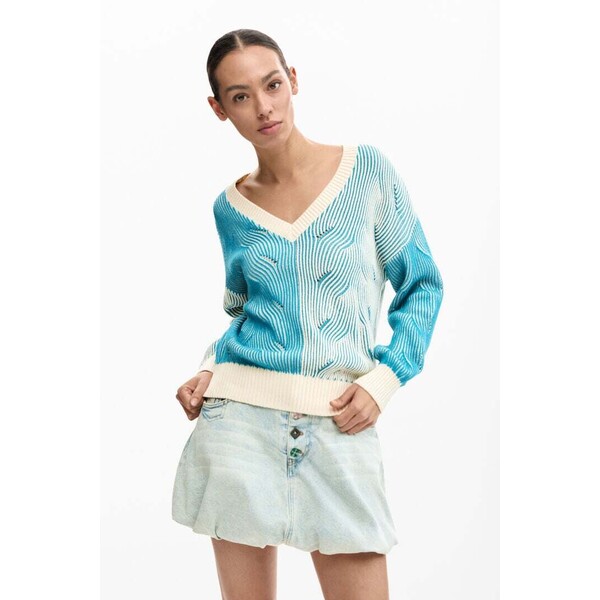 Desigual Sweter z dzianiny żakardowej 26SWJF395004