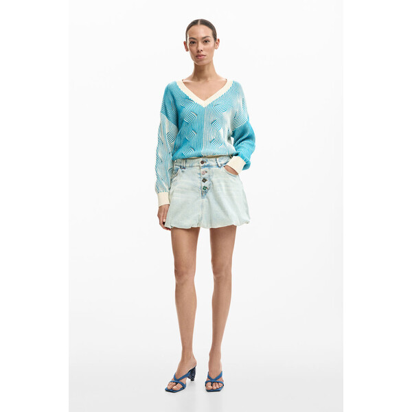 Desigual krótka dżinsowa spódnica 26SWFD015053