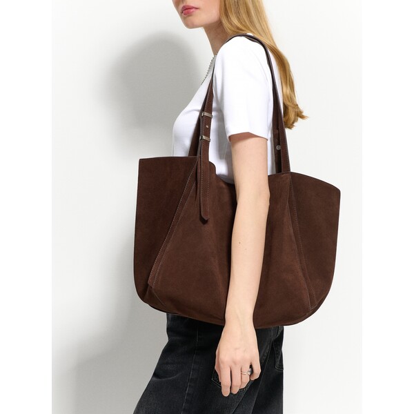 House Skórzana zamszowa torebka shopper brązowa 429JF-88X