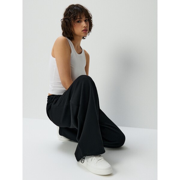 House Czarne spodnie barrel fit z regulacją na dole 728JL-99X