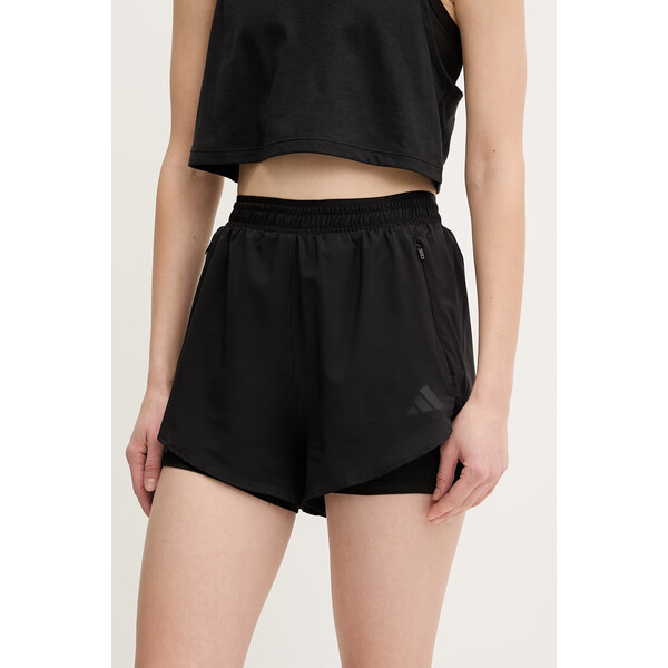 adidas Performance szorty treningowe  damskie kolor czarny gładkie high waist KE7399