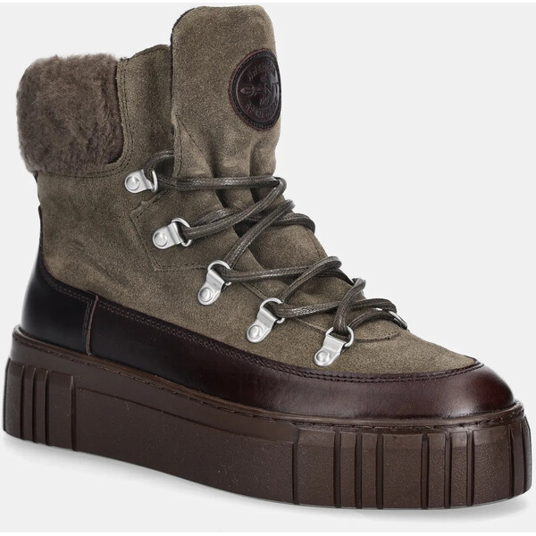 Gant śniegowce skórzane Snowmont  kolor zielony 31543099