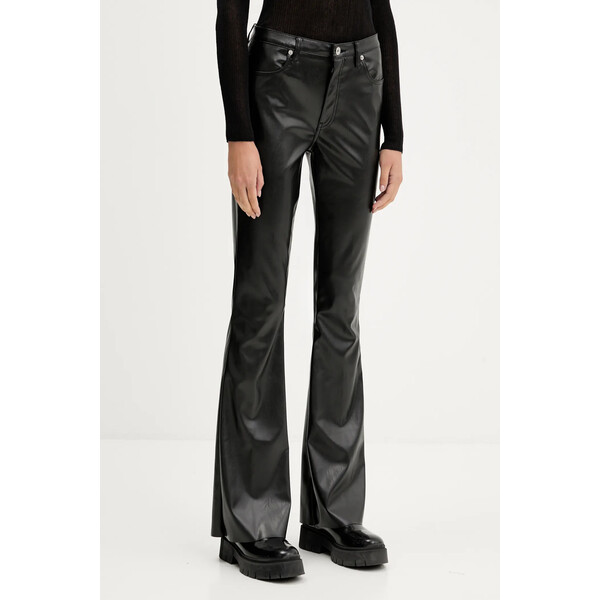 Hugo Blue spodnie Hableu-1_B  damskie kolor czarny dzwony high waist 50542417