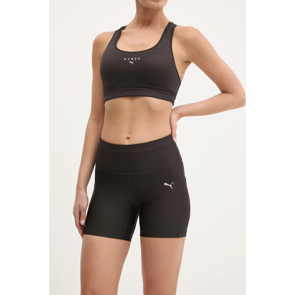 Puma szorty do biegania  Run Velocity  kolor czarny gładkie high waist 526590