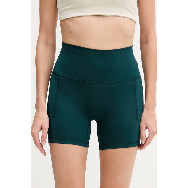 adidas Performance szorty treningowe  damskie kolor zielony gładkie high waist KR0403