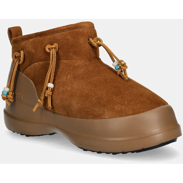 Moon Boot śniegowce zamszowe MB LUNA LOW SUEDE BEADS  kolor brązowy 80D2480100 M008 80D2480100.M008