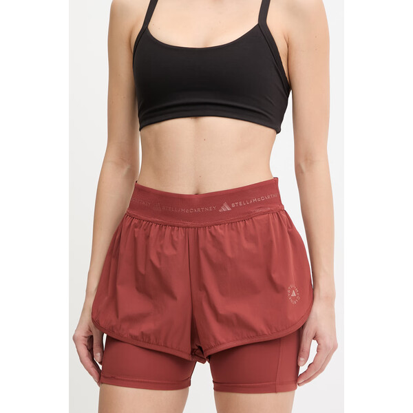 adidas by Stella McCartney szorty treningowe  damskie kolor pomarańczowy gładkie high waist JY8147