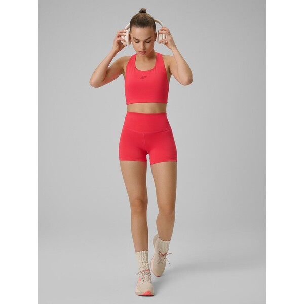 4F Legginsy krótkie treningowe damskie - czerwone 4FRAW24TFSTF047-54S