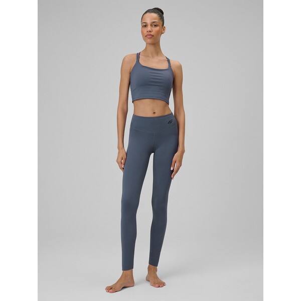 4F Legginsy do jogi szybkoschnące damskie - fioletowe 4FRAW24TTIGF225-50S