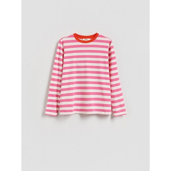 Reserved Bawełniany longsleeve w paski 491IY-42P