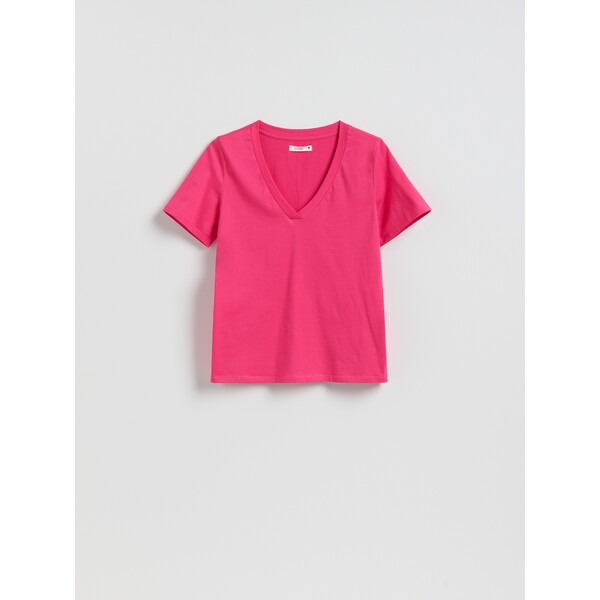 Reserved T-shirt regular z dekoltem V 399FS-34X