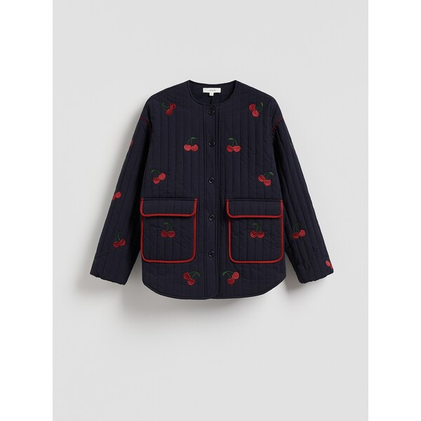 Reserved Bawełniana kurtka z haftem 473IY-59X