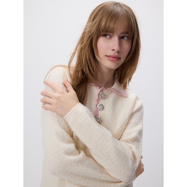 Reserved Sweter z ozdobnym kołnierzem 305HI-02X