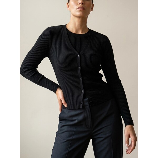 Sinsay Prążkowany kardigan zapinany na guziki 643IJ-99X