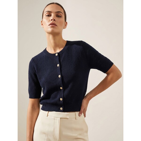 Sinsay Kardigan z krótkim rękawem i ozdobnymi guzikami 645IJ-59X