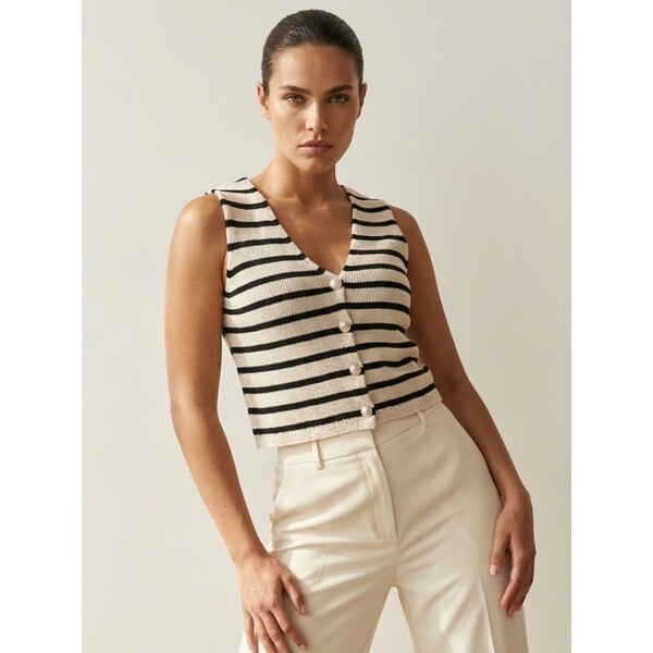 Sinsay Bawełniana kamizelka w paski 650IJ-99P