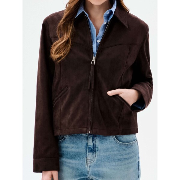 Sinsay Kurtka z kołnierzykiem z imitacji zamszu 367HC-82X