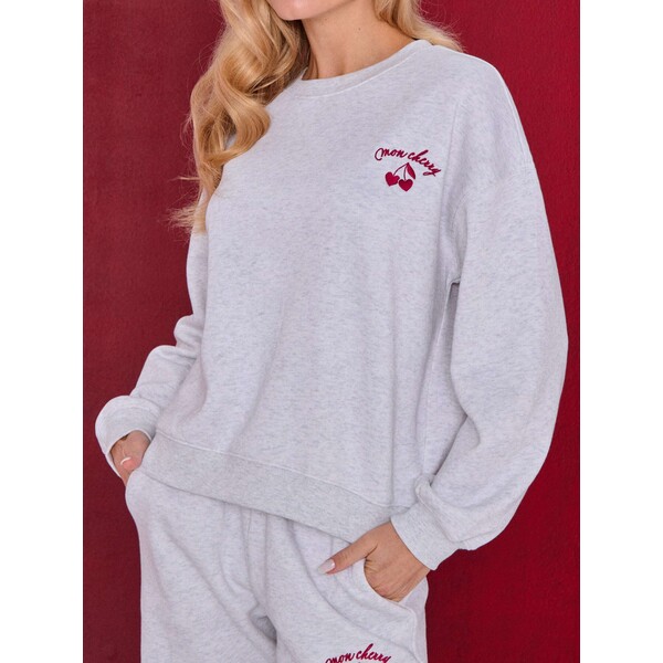 Sinsay Bluza crewneck z haftem 038GZ-ML9