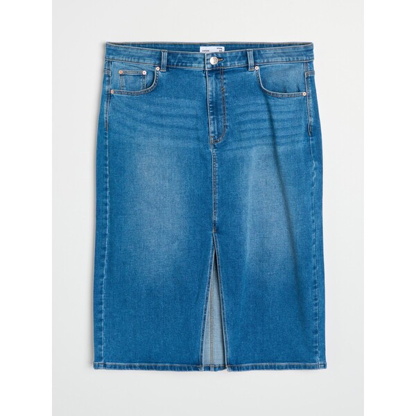 Sinsay Jeansowa spódnica midi z rozcięciem plus size 538GY-55J