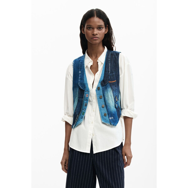 Desigual kamizelka denim patchwork 26SWEDX75053