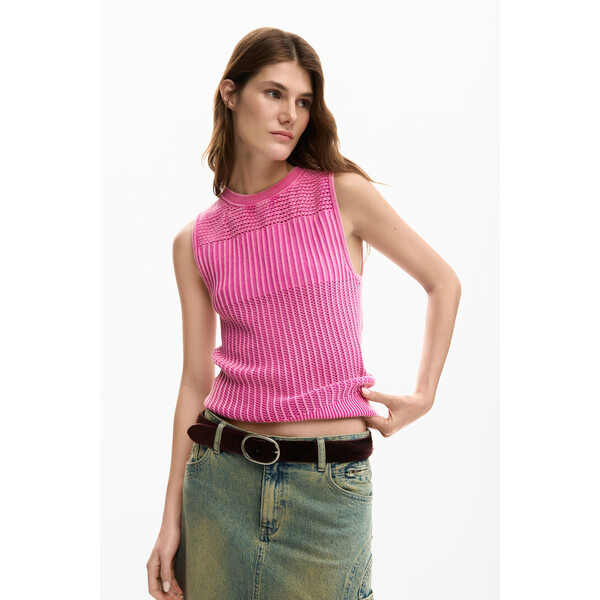 Desigual Koszulka szydełkowa 26SWTF023175