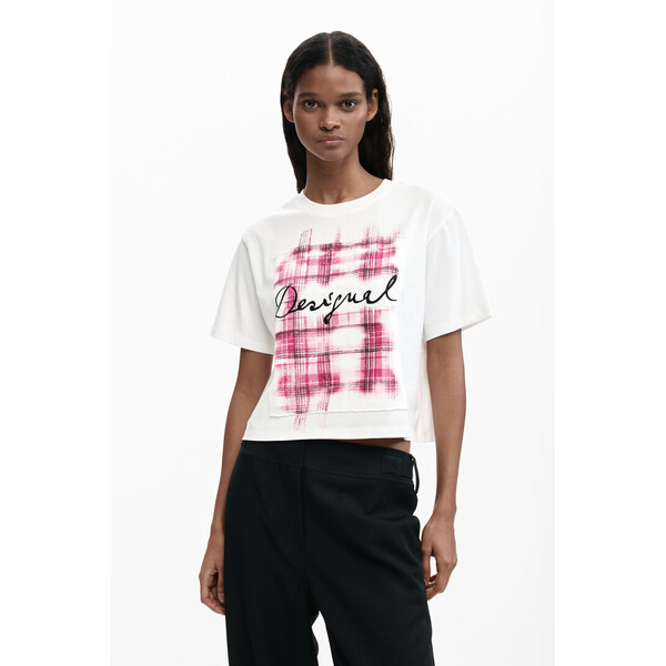 Desigual Koszulka logo w kratę 26SWTK161000