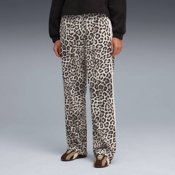 Puma Damskie proste spodnie T7 LEO LUXE z nadrukiem na całej powierzchni Alpine Snow-Ice Coffee