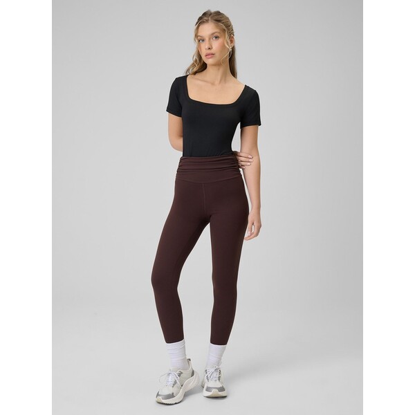 4F Legginsy dzianinowe damskie - brązowe 4FWSS24TFTIF236-81A