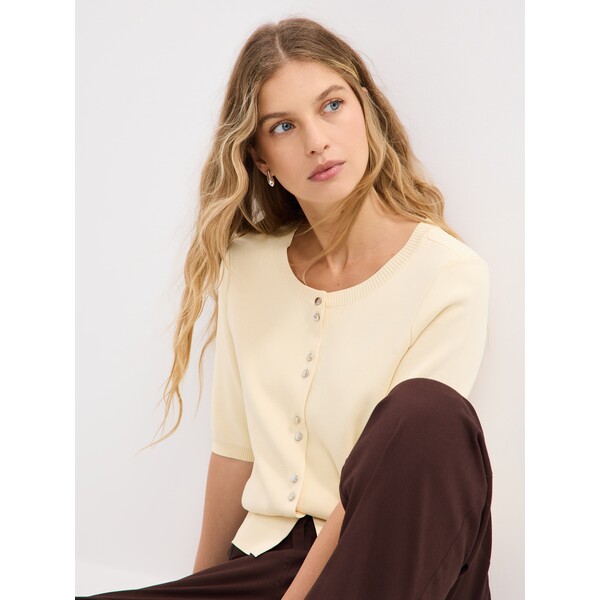 Mohito Masełkowy kardigan z krótkimi rękawami 007IP-10X