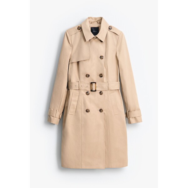 Mohito Beżowy trencz z paskiem 586FM-08X