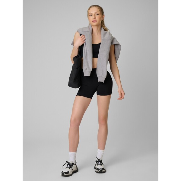 4F Legginsy krótkie treningowe bezszwowe damskie - czarne 4FWMM00TTIGF195-20S