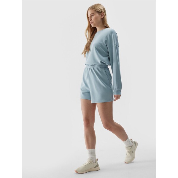 4F Spodenki dresowe z dodatkiem modalu damskie - niebieskie 4FWSS24TSHOF286-36S