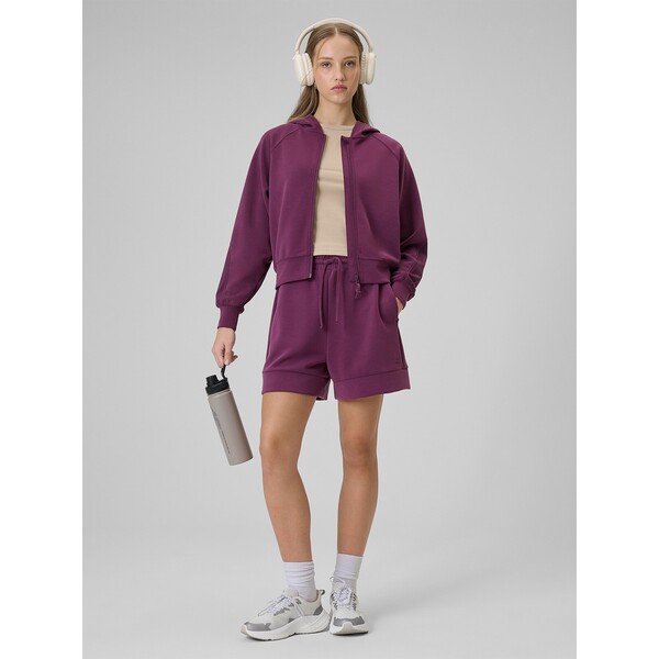 4F Spodenki dresowe z modalem damskie - fioletowe 4FWSS24TSHOF323-62S