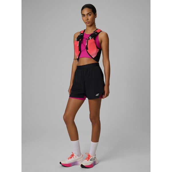 4F Spodenki do biegania szybkoschnące damskie - czarny 4FWSS24TSHOF286-20S