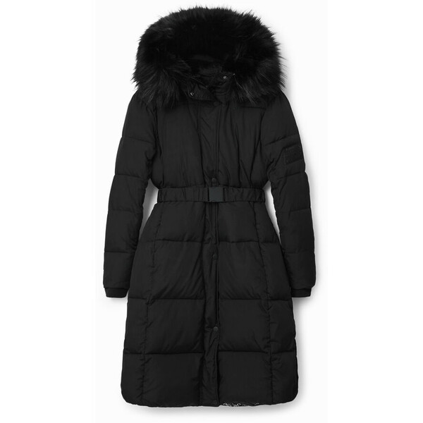 Desigual Długi pikowany płaszcz z paskiem 22WWEWAE2000XS