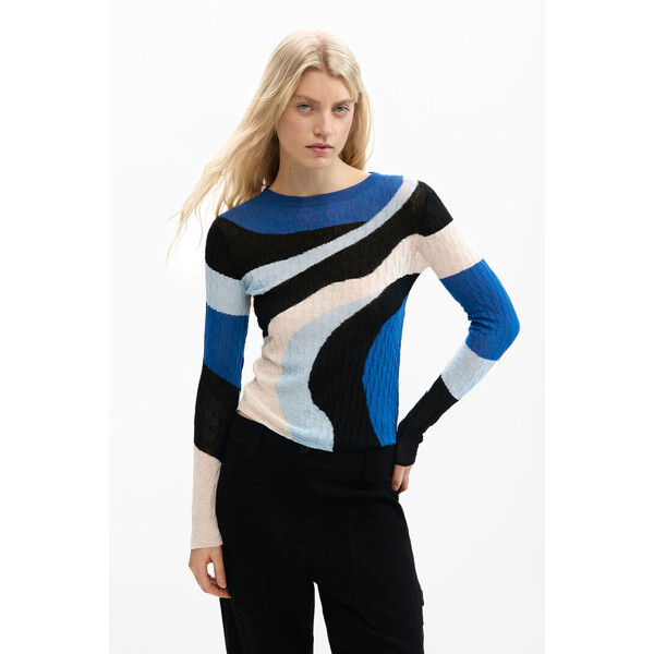 Desigual Niebieski sweter z dzianiny 26SWJFXJ4001