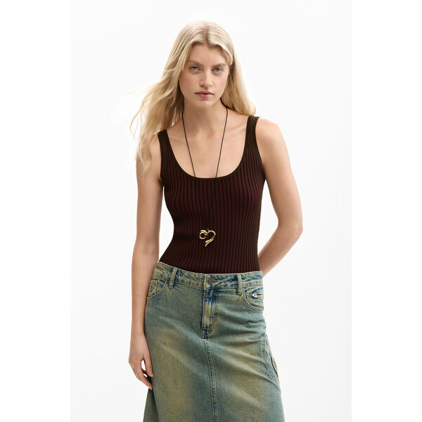 Desigual prążkowany top na ramiączkach 26SWTFX36000