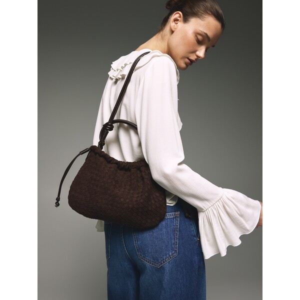 Reserved Pleciona torebka z imitacji zamszu 774FC-89X