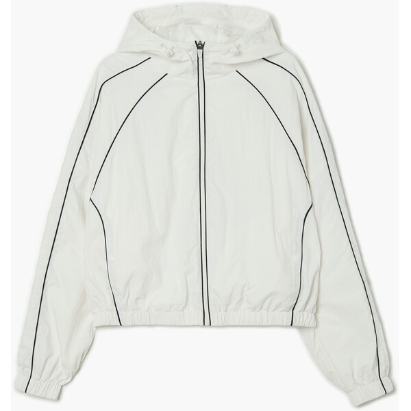 Cropp Biała kurtka z kapturem w sportowym stylu 950HW-00X