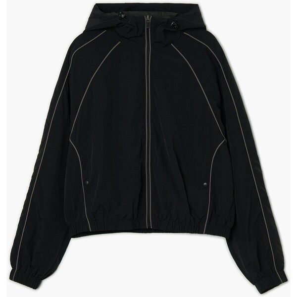 Cropp Czarna kurtka z kapturem w sportowym stylu 950HW-99X