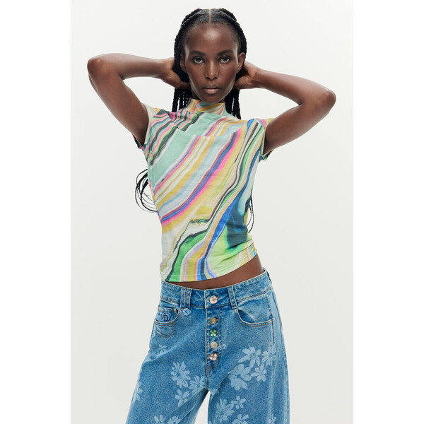Desigual Koszulka z nadrukiem fal 26SWTKXT4001