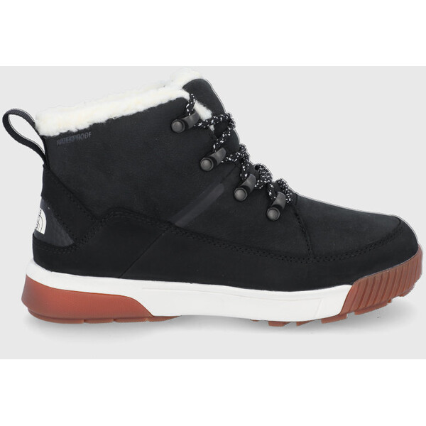 The North Face śniegowce skórzane  damskie kolor czarny lekko ocieplone NF0A4T3XR0G1