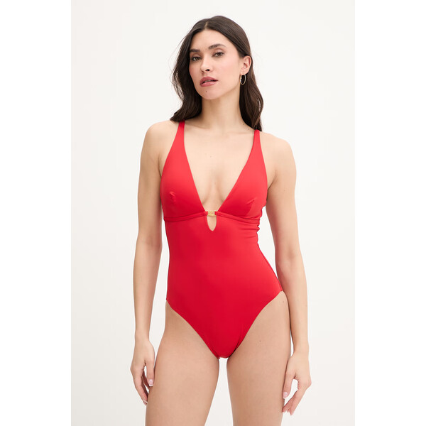 Lauren Ralph Lauren jednoczęściowy strój kąpielowy  kolor czerwony lekko usztywniona miseczka 20601062