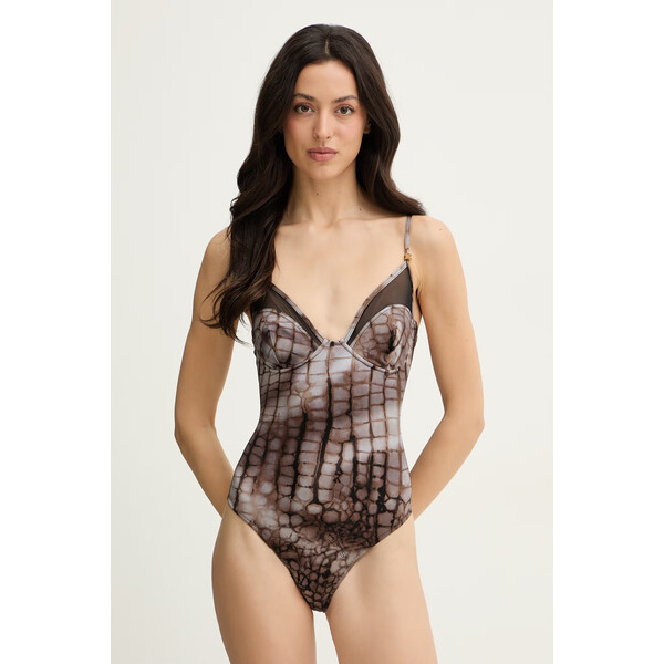 Elisabetta Franchi strój kąpielowy jednoczęściowy damski  brązowy CS10M61E2