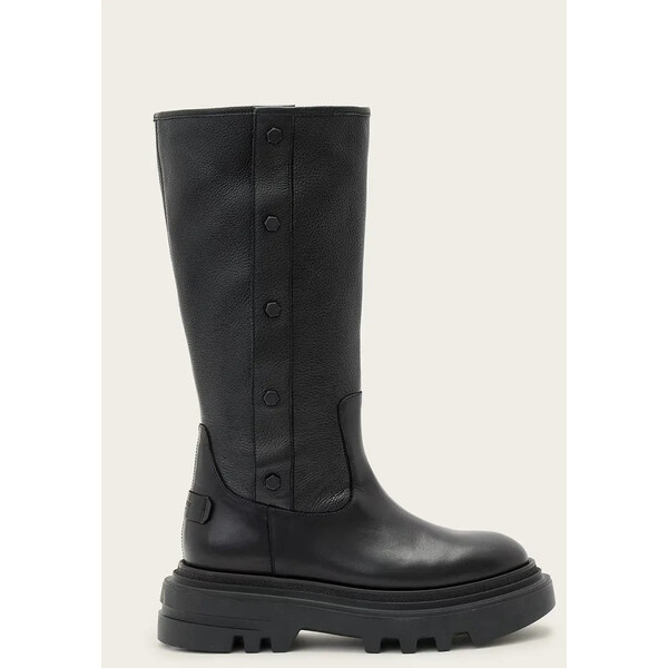 AllSaints kozaki skórzane Carina Boot  damskie kolor czarny na słupku W061FD