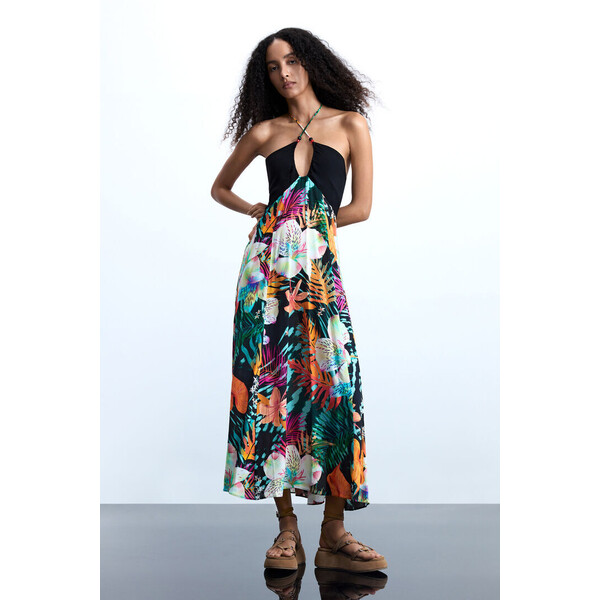 Desigual Długa tropikalna sukienka 26SWVW632000