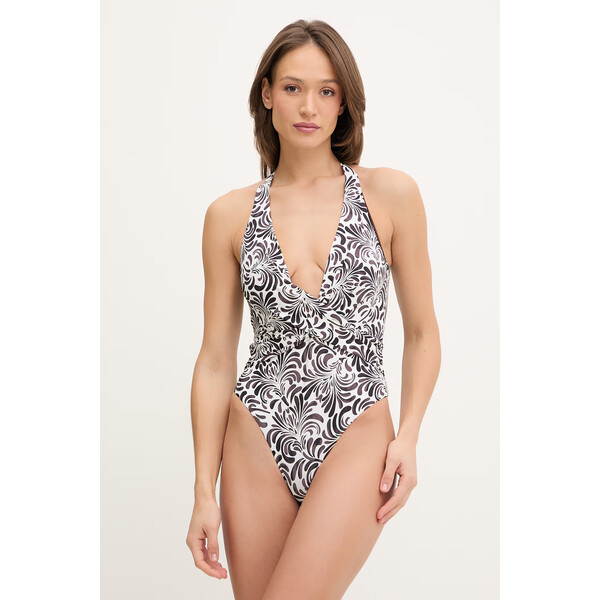 Twinset jednoczęściowy strój kąpielowy  kolor brązowy miękka miseczka 261LMMG01