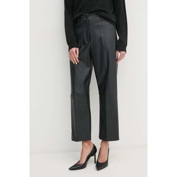 Sandro Ferrone spodnie  damskie kolor czarny proste high waist SFS15YBERACHELE