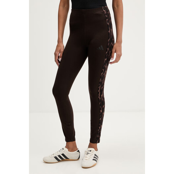 adidas legginsy  damskie kolor brązowy wzorzyste KA2793